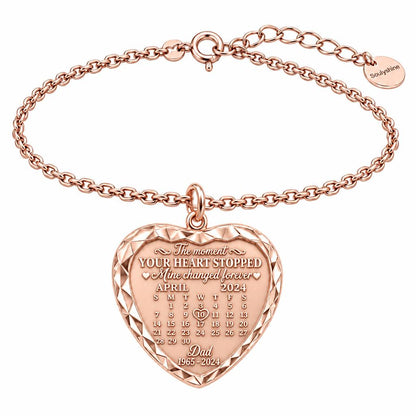 Forever Heart Calendar Charm Bracelet Set – rose gold, front view