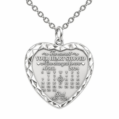Forever Heart Calendar Charm Necklace Set – silver, front view