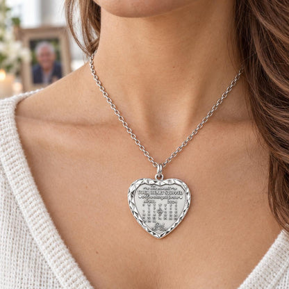 Forever Heart Calendar Charm Necklace Set – worn / in use
