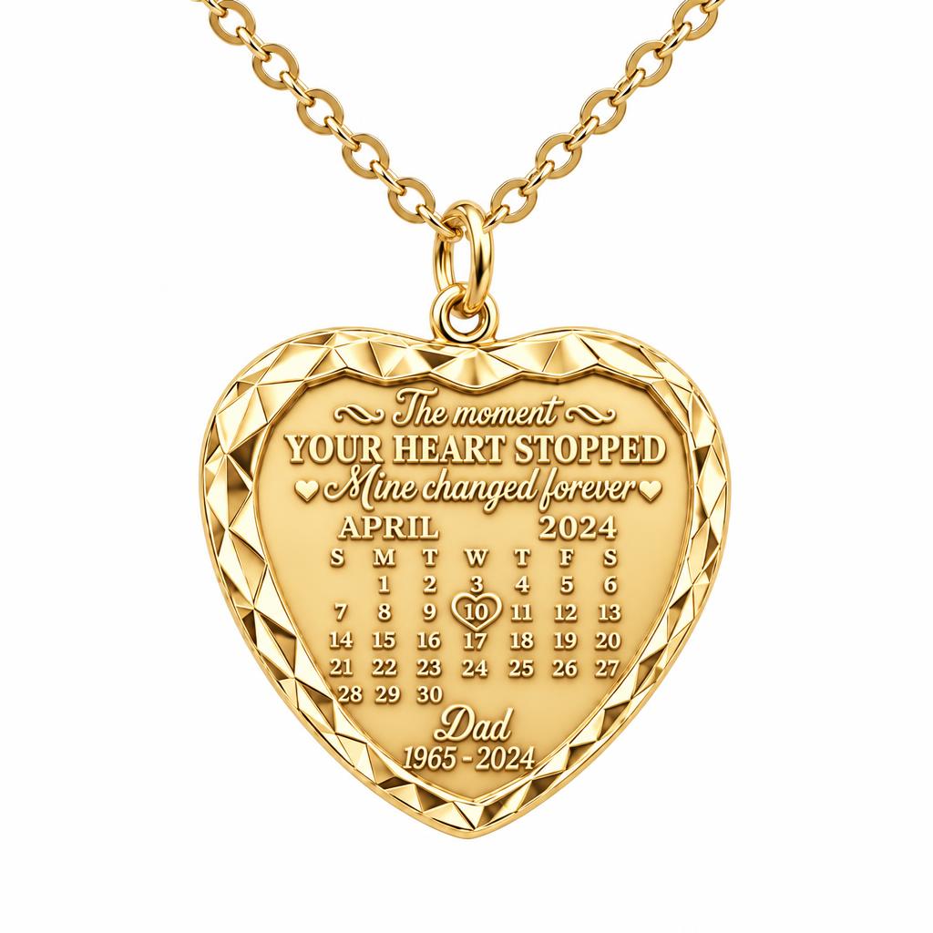 Forever Heart Calendar Charm Necklace Set – 18K gold, front view