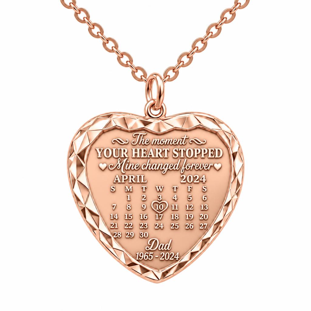 Forever Heart Calendar Charm Necklace Set – rose gold, front view