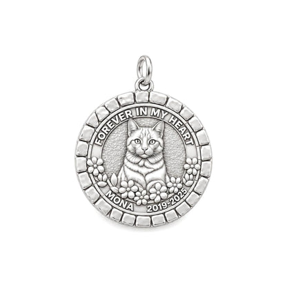 Forever In My Heart Charm Bracelet – Personalized Pet Gift – silver plated 2 cm charm, front view