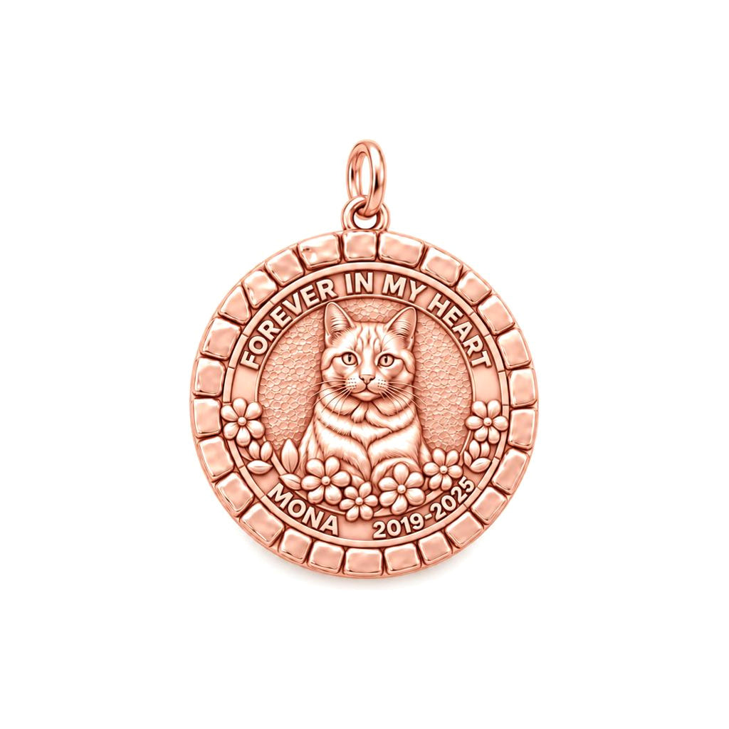 Forever In My Heart Charm Bracelet – Personalized Pet Gift – rose gold 2 cm charm, front view