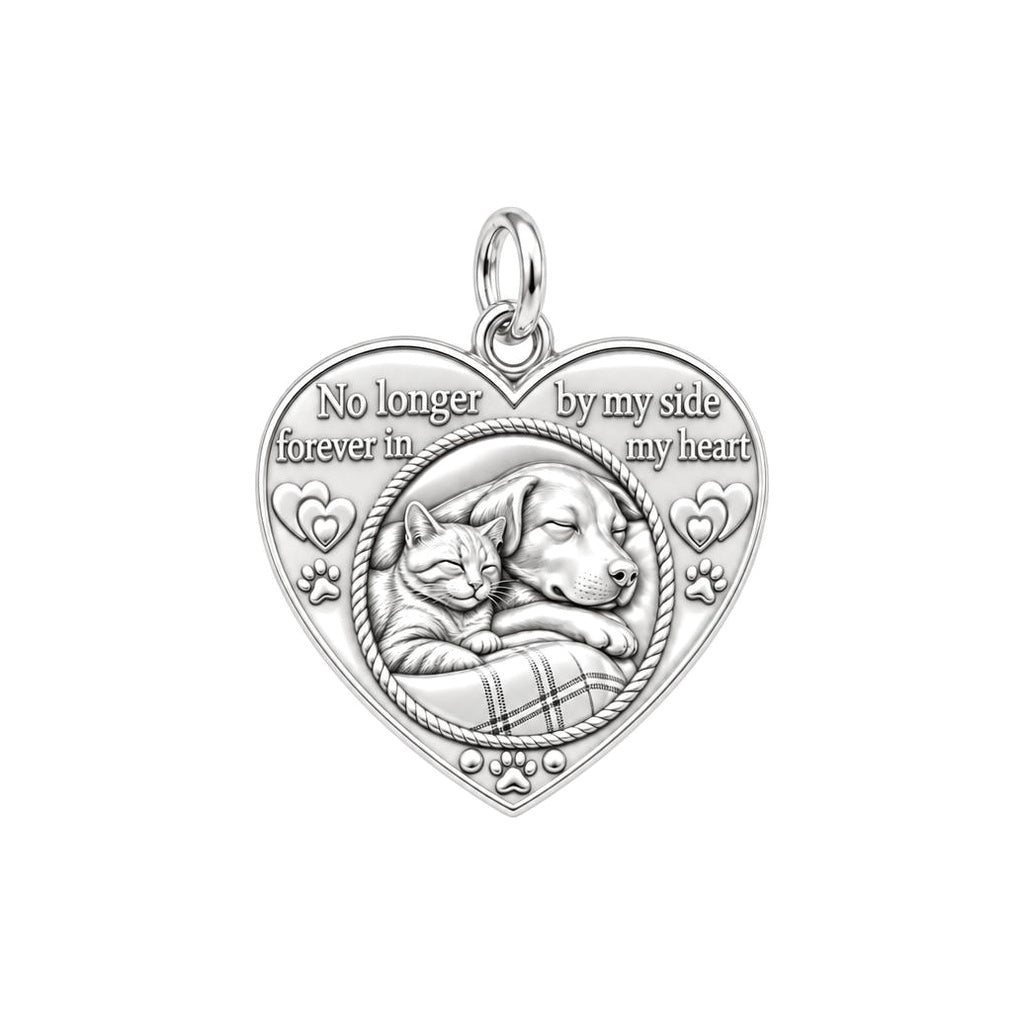 Forever In My Heart Charm Bracelet – Personalized Pet Gift – silver plated 2 cm charm, front view
