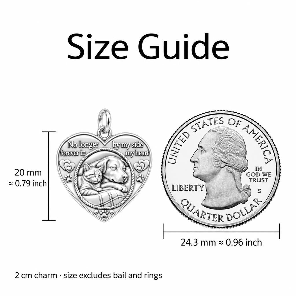 Forever In My Heart Charm Bracelet – Personalized Pet Gift – size guide, 2 cm charm next to a quarter