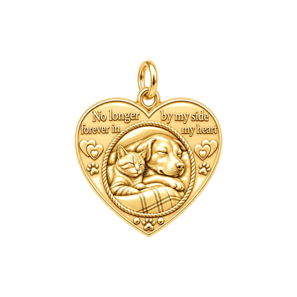 Forever In My Heart Charm Bracelet – Personalized Pet Gift – 18K gold plated 2 cm charm, front view
