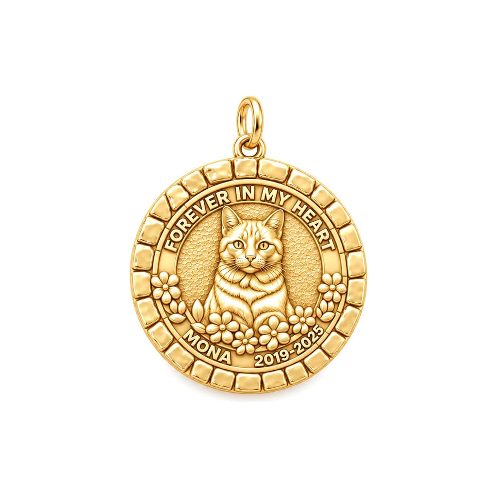 Forever In My Heart Charm Bracelet – Personalized Pet Gift – 18K gold plated 2 cm charm, front view