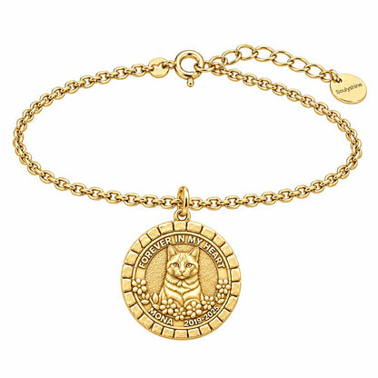 Forever In My Heart Pet Portrait Charm Bracelet Set – 18K gold, front view