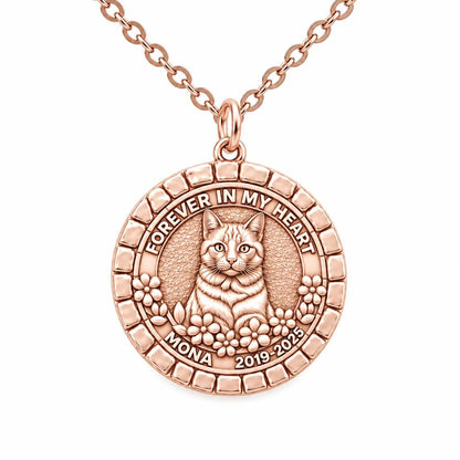 Forever In My Heart Pet Portrait Charm Necklace Set – rose gold, front view