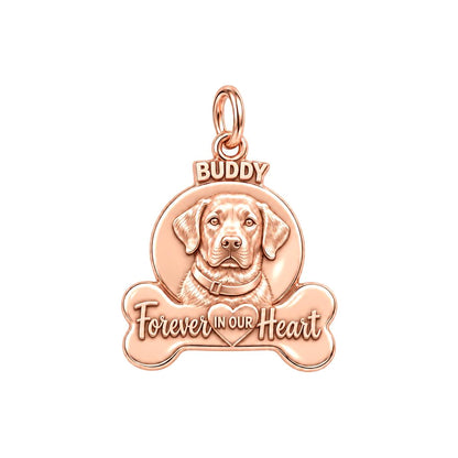 Forever In Our Heart Charm Bracelet – Personalized Pet Gift – rose gold 3 cm charm, front view