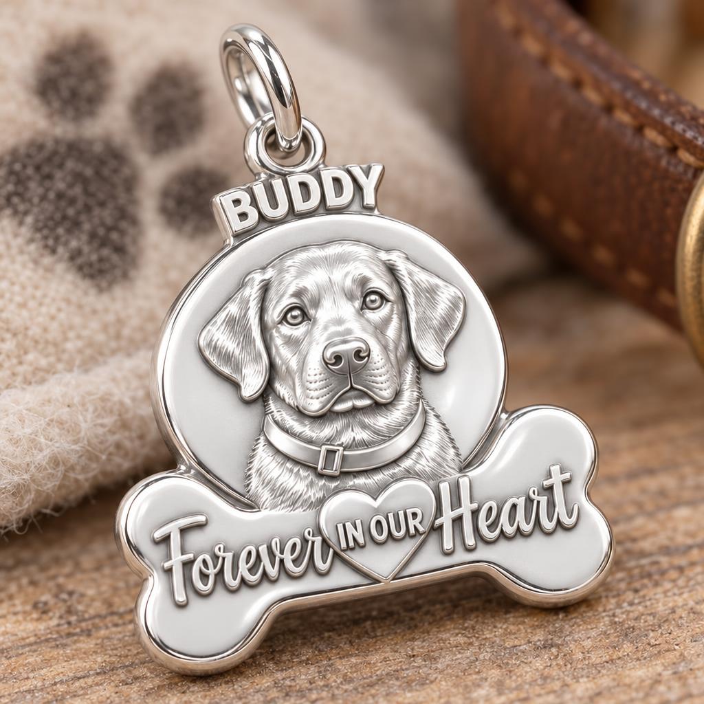 Forever In Our Heart Charm Bracelet – Personalized Pet Gift – macro detail of the charm