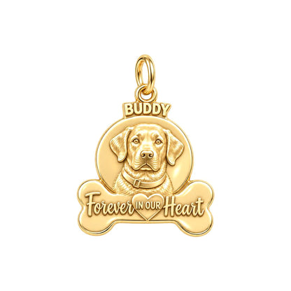 Forever In Our Heart Charm Bracelet – Personalized Pet Gift – 18K gold plated 3 cm charm, front view