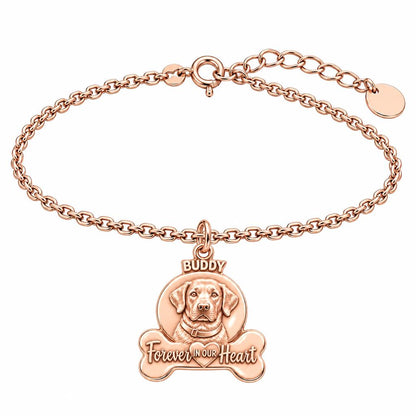 Forever In Our Heart Pet Portrait Charm Bracelet Set – rose gold, front view
