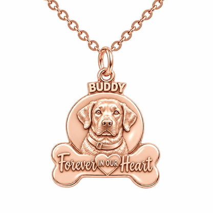 Forever In Our Heart Pet Portrait Charm Necklace Set – rose gold, front view