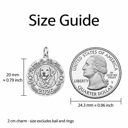 Forever In Our Hearts Charm Bracelet – Personalized Pet Gift – size guide, 2 cm charm next to a quarter