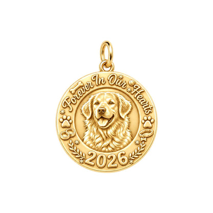 Forever In Our Hearts Charm Bracelet – Personalized Pet Gift – 18K gold plated 2 cm charm, front view