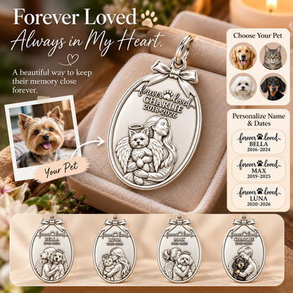 Forever Loved Angel Pet Charm Bracelet – Personalized Dog Mom Gift