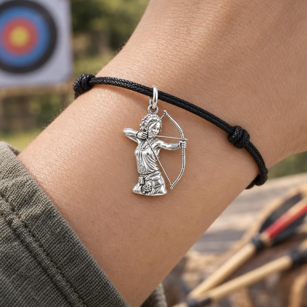 Forever My Archer – Personalized Daughter Gift – worn on the wrist on a black cord bracelet