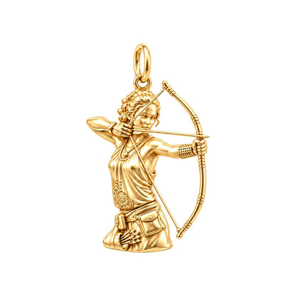 Forever My Archer – Personalized Daughter Gift – 18K gold charm, front view
