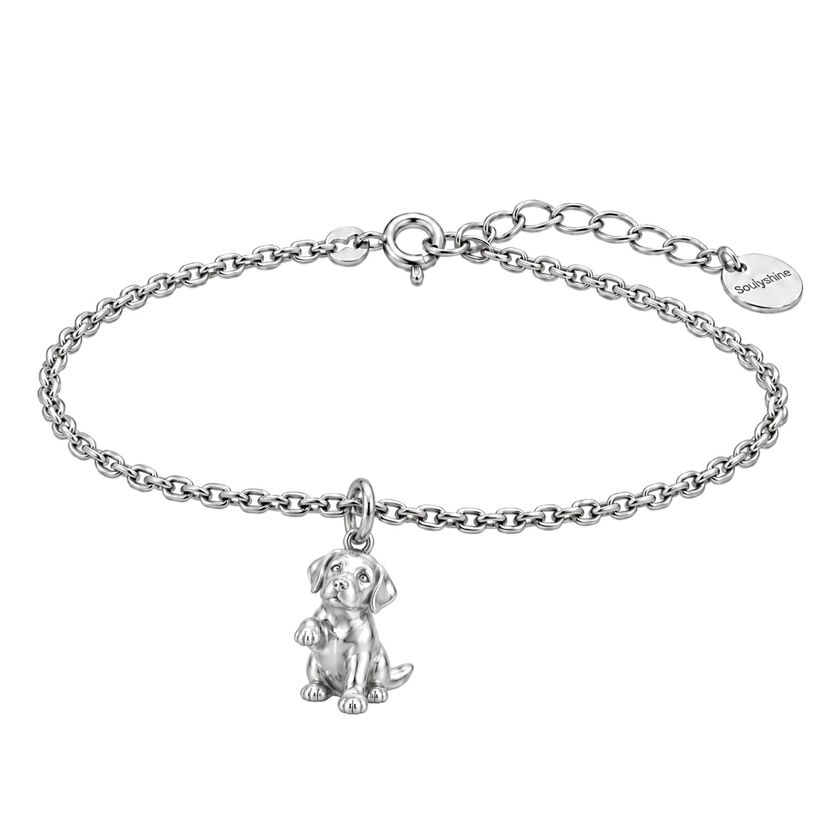 Labrador Retriever charm on adjustable cable chain bracelet — Silver representative example