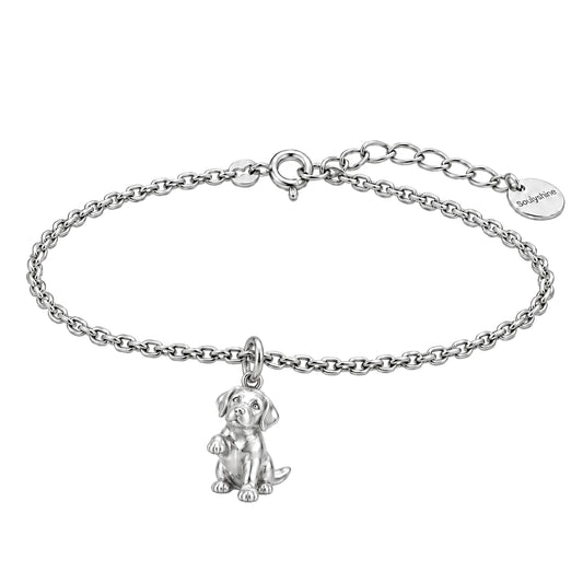 Labrador Retriever charm on adjustable cable chain bracelet — Silver representative example