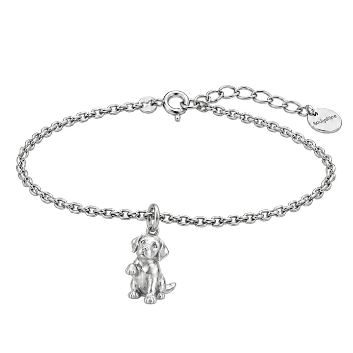 Labrador Retriever charm on adjustable cable chain bracelet — Silver representative example