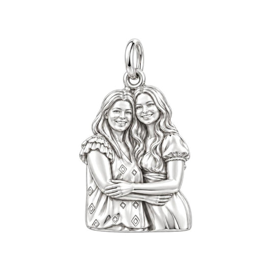 Forever My Mom, Always Your Daughter – Personalized Photo Charm Bracelet – silver charm, front view