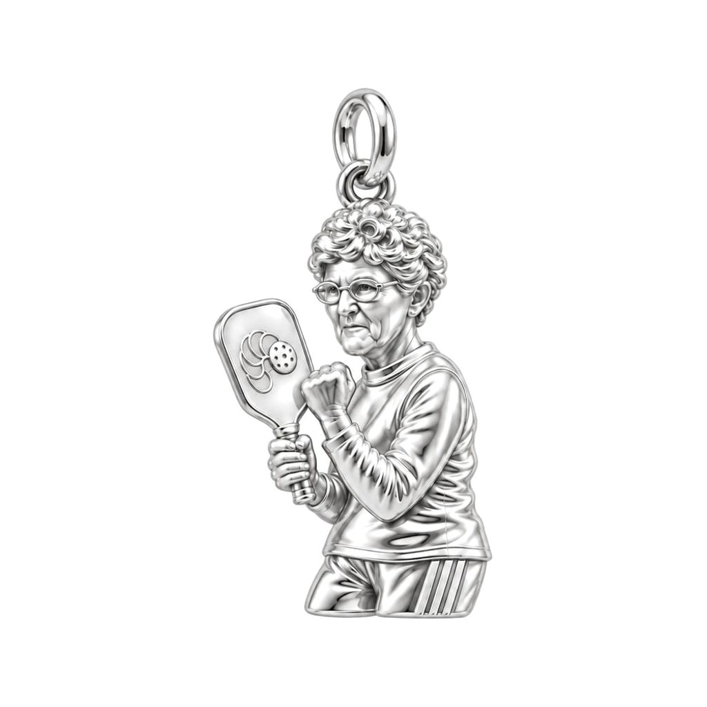 Forever My Pickleball Partner – Personalized Photo Charm – silver charm, front view