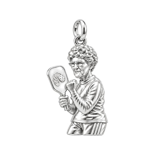 Forever My Pickleball Partner – Personalized Photo Charm – silver charm, front view