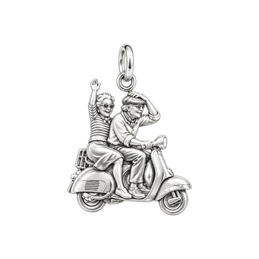 Forever Young Couple Charm Bracelet – Personalized Couple Gift – silver charm, front view