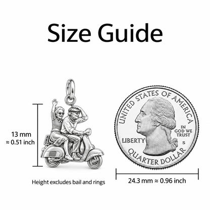 Forever Young Couple Charm Bracelet – Personalized Couple Gift – size guide, 13 mm charm next to a quarter