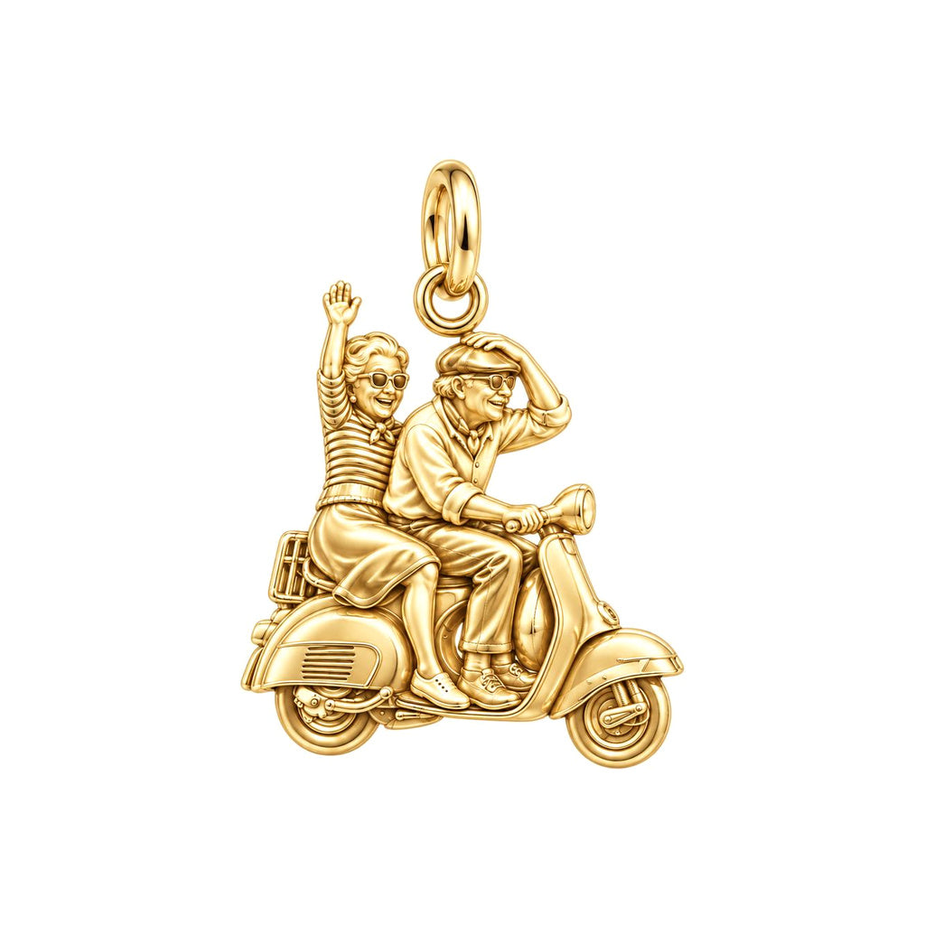 Forever Young Couple Charm Bracelet – Personalized Couple Gift – 18K gold charm, front view