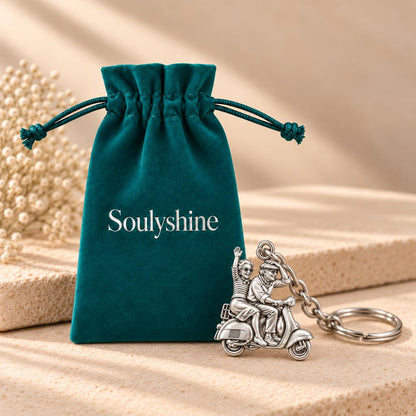 Forever Young Scooter Couple Charm Keychain – Soulyshine velvet gift pouch