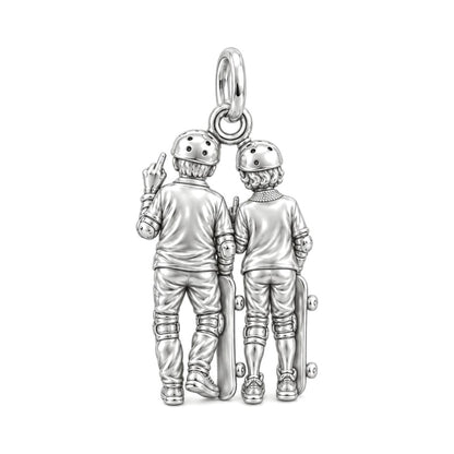 Forever Young Skaters Charm Bracelet – Personalized Couple Gift – back of the charm, engraving area