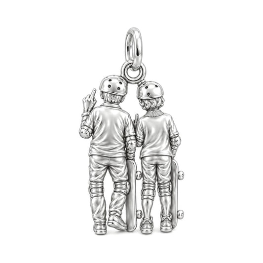 Forever Young Skaters Charm Bracelet – Personalized Couple Gift – back of the charm, engraving area