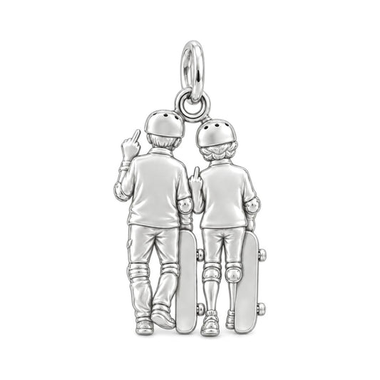 Forever Young Skaters Charm Bracelet – Personalized Couple Gift – back of the charm, engraving area