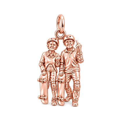 Forever Young Skaters Charm Bracelet – Personalized Couple Gift – rose gold charm, front view