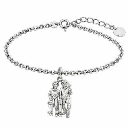 Forever Young Skaters Charm Bracelet Set – silver, front view