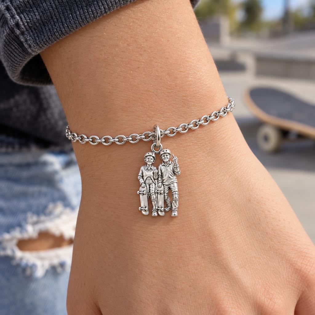 Forever Young Skaters Charm Bracelet Set – worn / in use