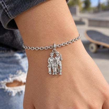 Forever Young Skaters Charm Bracelet Set – worn / in use