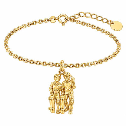 Forever Young Skaters Charm Bracelet Set – 18K gold, front view