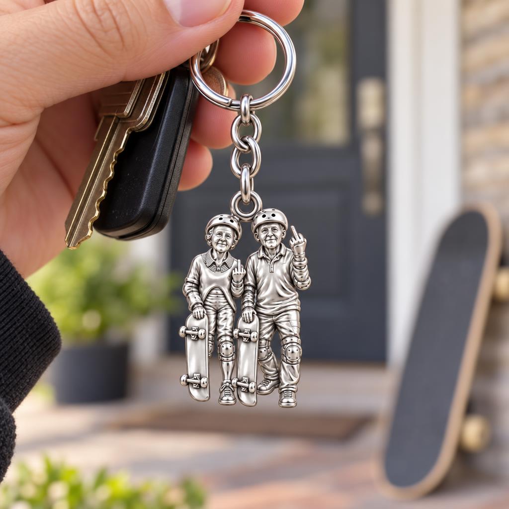 Forever Young Skaters Charm Keychain – worn / in use