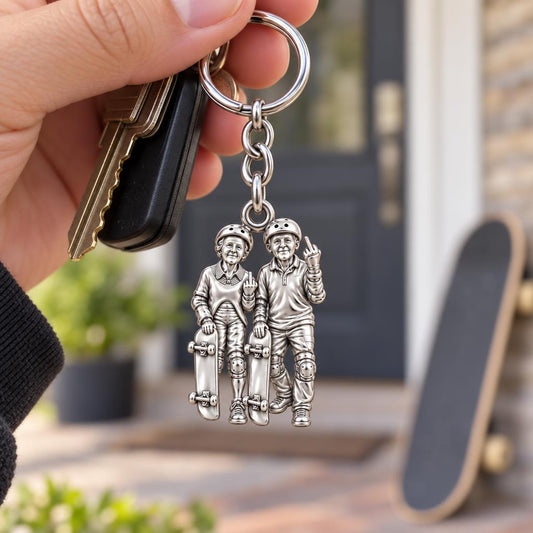 Forever Young Skaters Charm Keychain – worn / in use