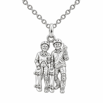 Forever Young Skaters Charm Necklace Set – silver, front view