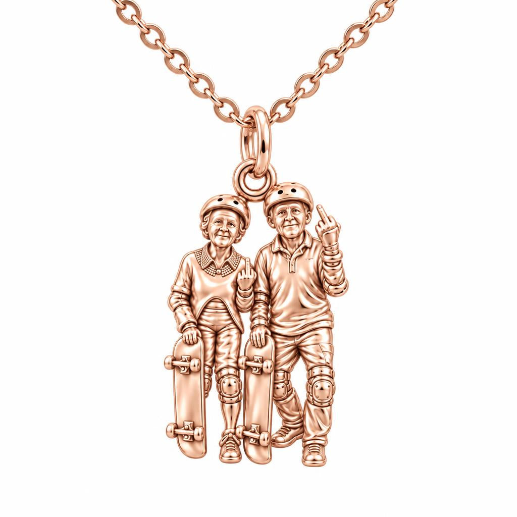 Forever Young Skaters Charm Necklace Set – rose gold, front view