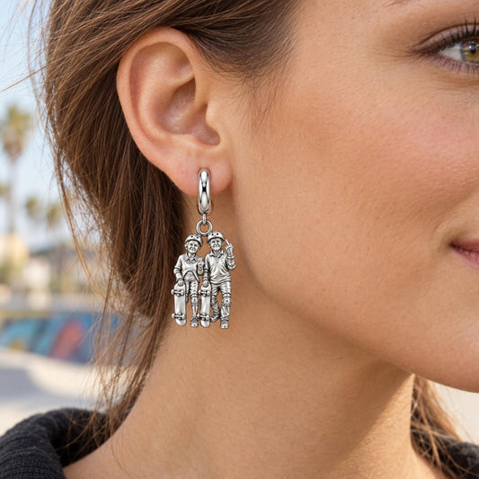 Forever Young Skaters Huggie Charm Earrings – worn / in use