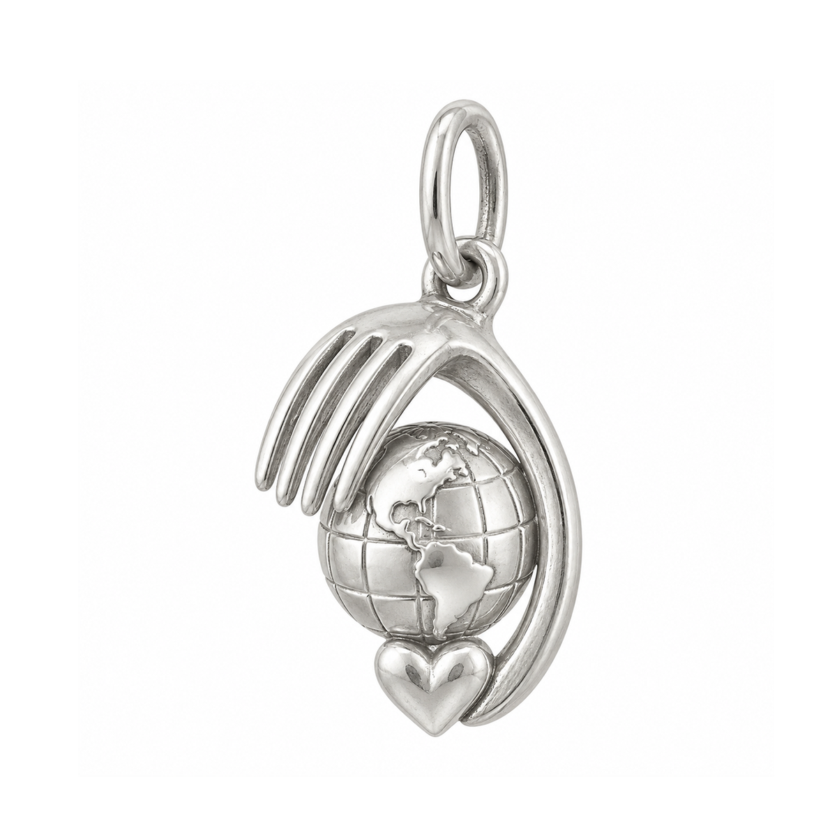 Fork Embracing a Globe Charm — Silver — 50-works-silver-20260916-71