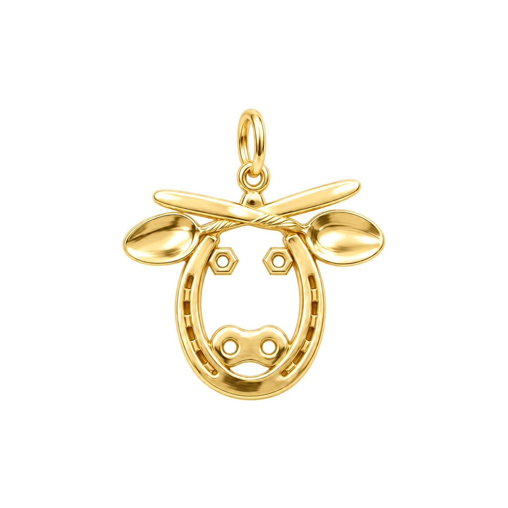 Found Object Horse Charm Bracelet – Personalized Horse Lover Gift – 18K gold charm, front view