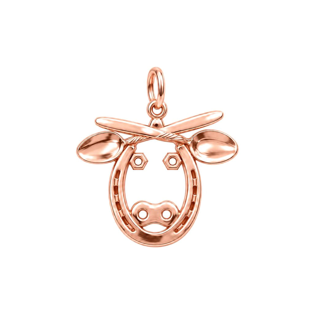 Found Object Horse Charm Bracelet – Personalized Horse Lover Gift – rose gold charm, front view