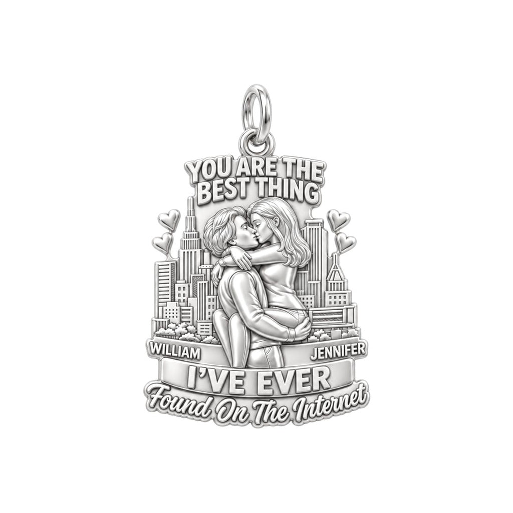 Found On The Internet Charm Bracelet – Personalized Couple Gift – silver plated 2 cm charm, front view